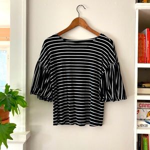 Striped Ruffled Sleeve Top
